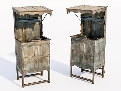 Vintage Wooden Shoe Cabinets With Retro Design And Classic Drawer Features 3d model