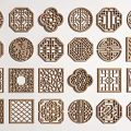 Pane Hollow Window Hollow Window Square Lattice Antique Window Wood Carved Flower Window Round Window 3d model