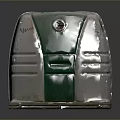 Green And Gray Box Shaped Industrial Equipment With Metal Base And Circular Top Components