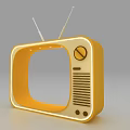 Classic Vintage Yellow TV With Antennas Knob And Grille Front Design