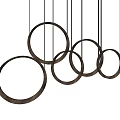 Modern Metallic Circular Ring Chandelier With Black Hanging Wires And Minimalist Design