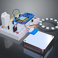 Electronic Components Kit With Development Board Breadboard Colorful LED Ring And Connecting Wires 3d model