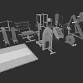 Essential Sports Equipment Collection Including Barbells Benches Treadmill And Fitness Machines