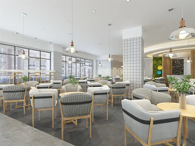 Modern Milk Tea Shop Mix and Match Milk Tea Shop Dining Table and Chair 3d model