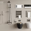 Modern Bathroom Set With Shower System Towel Rack Toilet And Storage Unit