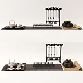 New Chinese Style Tea Set Stationery Combination Brush Price-comparing Coriander 3d model