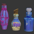 Unique Fantasy Style Decorative Bottles With Blue Purple Gradient And Leather Straps