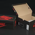 Red Nike Shoe Boxes Open And Closed With White Logo Design 3d model