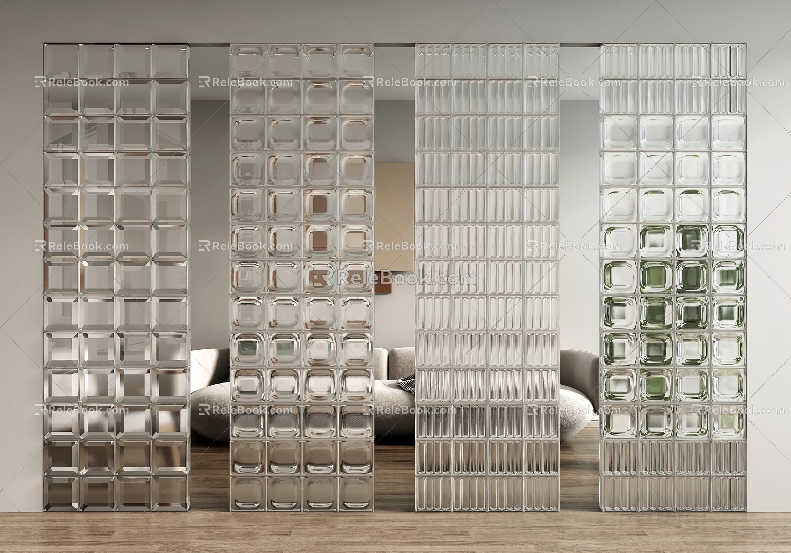 Modern partition glass brick partition 3d model