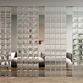 Modern partition glass brick partition 3d model