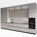 Modern Kitchen Interior Design With Gray Cabinets White Marble Countertop And Microwave