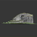 Ancient Ruin Model With Stone Walls Arched Doorways Grassy Ground And Stone Path