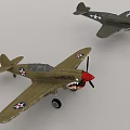 Vintage Olive Green Fighter Aircraft With Shark Mouth Design And Star Markings