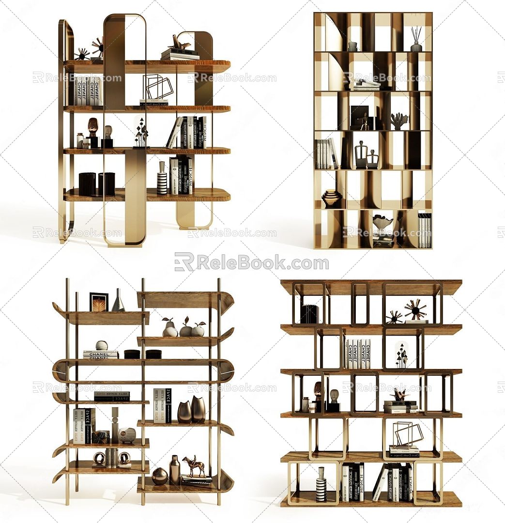 Modern Bookshelf Storage Rack Decorative Rack 3d model