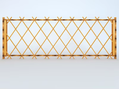 Stylish Golden Bamboo Fence with Diamond Lattice Design for Outdoor Decor 3d model