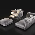 Modern Sofa Coffee Table Combination Modern Living Room Sofa Multi-person Sofa Coffee Table Carpet Pillow Blanket Table Lamp Simple 3d model