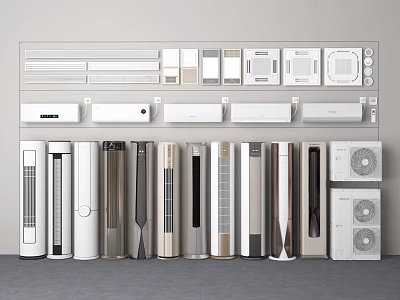 Various Modern Air Conditioners And Fans With Wall Mounted And Floor Standing Designs 3d model