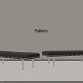 Two Poliform Black Leather Benches With Metal Legs Modern Design