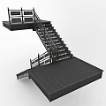 Modern Industrial Metal Staircase With Black Railings And Grid Design Steps