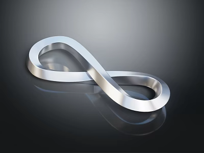 Silver Metal Infinity Symbol Sculpture With Sleek Reflective Surface And Modern Design 3d model