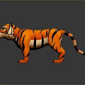Tiger Toy With Orange Black Stripes And Green Eyes In Standing Pose