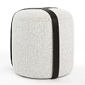 Modern Light Gray Textured Fabric Ottomans With Black Straps And Geometric Patterns 3d model