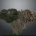 Natural Wood Branches And Firewood Stack With Dry Twigs And Logs