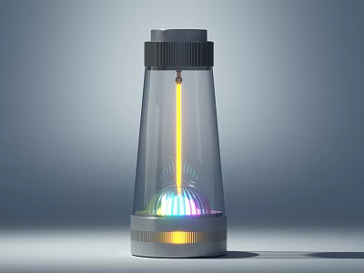 Modern Decorative Lamp with Transparent Glass Shade Yellow Glowing Tube and Colorful Base 3d model