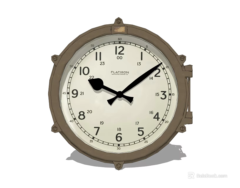 Vintage CASIO Round Clock With Metal Frame White Dial And Black Hands 3d model 