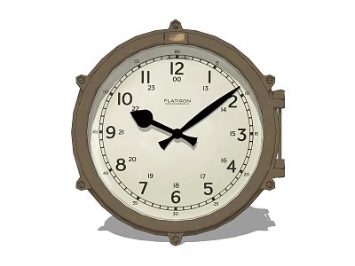 Vintage CASIO Round Clock With Metal Frame White Dial And Black Hands 3d model