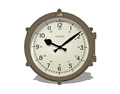 Vintage CASIO Round Clock With Metal Frame White Dial And Black Hands 3d model