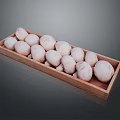Fresh White Mushrooms Arranged in Wooden Tray for Culinary Use