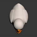 White Duck 3D Model with Orange Beak and Feet Standing on Black Background with Reflection