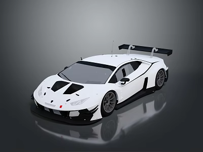 Sleek White Aerodynamic Race Car With Black Accents And Large Rear Spoiler 3d model