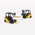 Two Yellow Industrial Forklifts For Material Handling 3d model