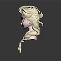 Animated Elsa Character Head Model With Blonde Braided Hair And Blue Eyes 3d model