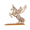 Handcrafted Wooden Unicorn Decorative Ornament Set With Wings And Stand Base