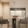 Modern Living Dining Room With Sofa Coffee Table Floor to Ceiling Windows and Green Plants