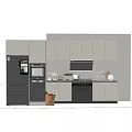 Modern Kitchen Interior With Stylish Gray Black Cabinets And Appliances 3d model