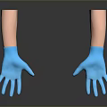 Blue Latex Protective Gloves For Daily Use Worn On Mannequin Hands 3d model
