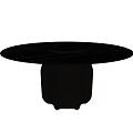 Modern Round Dining Table With Black Textured Pedestal And Marble Top 3d model
