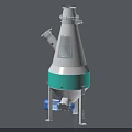 Conical Industrial Equipment With White Green Structure And Blue Base Components