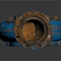 Rusty Blue Industrial Hardware Tool Pump Housing with Circular Opening 3d model