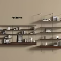 Poliform Minimalist Bookshelves Featuring Metal Frame Wooden Shelves Books Photo Frames And Decorative Items