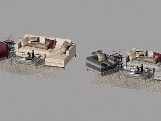 Sofa coffee table combination 3d model