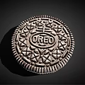 Classic Round Oreo Cookie With Creamy Filling And Textured Chocolate Biscuit