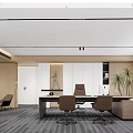 Modern Office Interior Design With Desk Chairs Plant And Cabinets