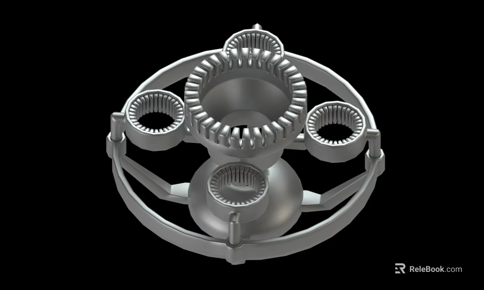 Industrial Mechanical Component With Metal Gear Like Circular Parts And Symmetrical Design 3d model 