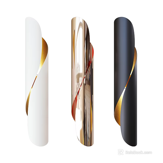 Stylish Modern Wall Lamps With White Gold Black Twisted Design For Home Decor 3d model 