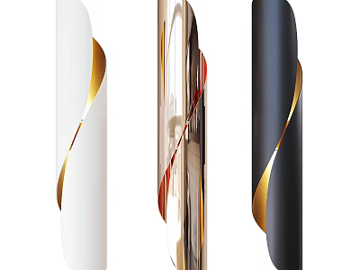 Stylish Modern Wall Lamps With White Gold Black Twisted Design For Home Decor 3d model